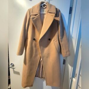 Club Monaco Camel Tan Double-Breasted Wool Coat Small